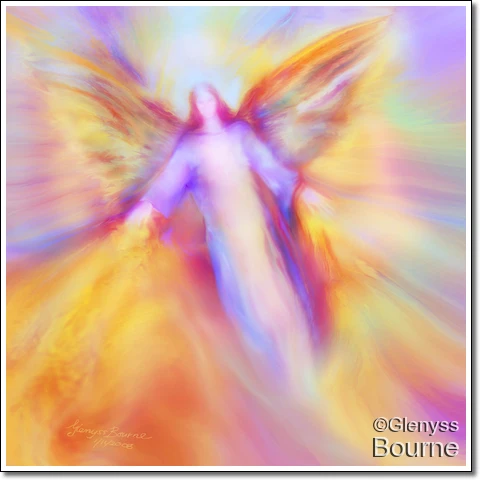 Archangel Uriel in Flight painting
